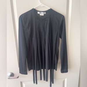 COMME DES GARCONS, black Deconstructed Fringe jersy long sleeves sheer Top